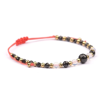 Bransoletka celebrytka czarny TURMALIN OPAL HEMATYT ochrona i przyjaźń